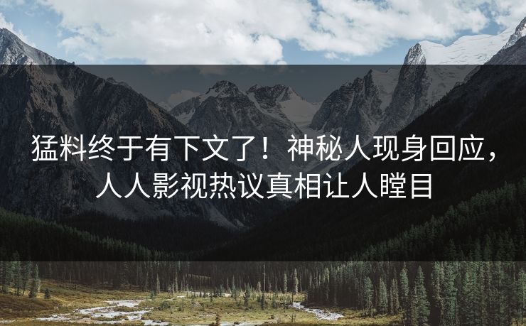 猛料终于有下文了！神秘人现身回应，人人影视热议真相让人瞠目