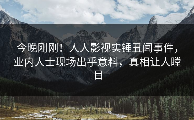 今晚刚刚！人人影视实锤丑闻事件，业内人士现场出乎意料，真相让人瞠目